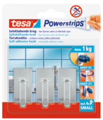 Tesa Haak Powerstrip Klein Kunststof Chroom - 3 Stuks