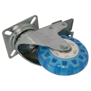 Zwenkwiel met rem 75 mm max. 40 kg chroom/blauw