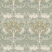 Vliesbehang William Morrris at Home Brother Rabbit Saliegroen 140500