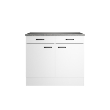 Optifit onderkast Bonn214 inclusief 2 deuren, 2 lades, werkblad en 1 plank wit 88 x 100 x 60 cm kopen? | Keukenkasten | GAMMA