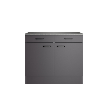 Optifit onderkast Kiel420 inclusief 2 deuren, 2 lades, werkblad en 1 plank antraciet 88 x 100 x 60 cm kopen? | Keukenkasten | GAMMA