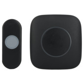 Q-Link draadloze gong met beldrukker en lichtflits zwart