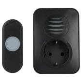 Q-Link plug-through gong met randaarde en verlichting zwart