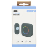 Q-Link plug-in gong met beldrukker en RGB-lichtflits zwart