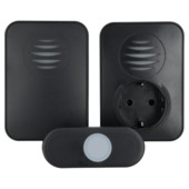 Q-Link plug-through deurbelset met beldrukker en lichtflits zwart
