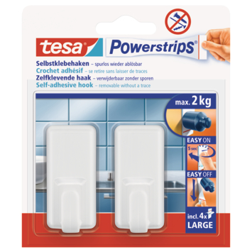 Tesa Haak Powerstrip Groot Wit Kunststof - 2 Stuks kopen? | Duimen, haken & ogen | GAMMA
