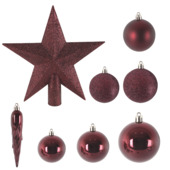 Christmas Goods kerstballen mix met piek burgundy