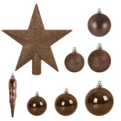 Christmas Goods kerstballen mix met piek donkerbruin