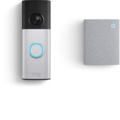 Ring videodeurbel plus op batterij met gong zilver