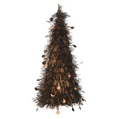Decoris decoratieve kerstboom met tinsel espresso bruin 30 cm