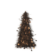 Decoris decoratieve kerstboom met tinsel espresso bruin 25 cm