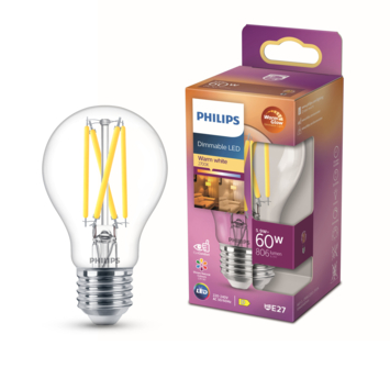 Philips LED peer E27 60W filament helder warmglow dimbaar kopen? | Led lampen | GAMMA