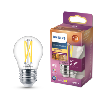 Philips LED kogel E27 25W filament helder warmglow dimbaar kopen? | Led lampen | GAMMA