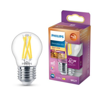 Philips LED kogel E27 40W filament helder warmglow dimbaar kopen? | Led lampen | GAMMA