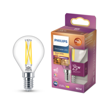Philips LED kogel E14 25W filament helder warmglow dimbaar kopen? | Led lampen | GAMMA