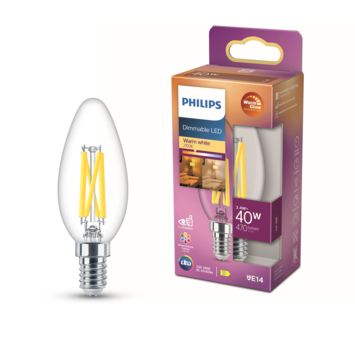 Philips LED kaars E14 40W filament helder warmglow dimbaar kopen? | Led lampen | GAMMA