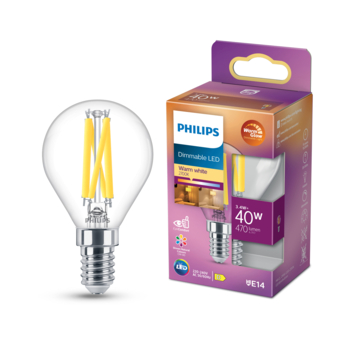 Philips LED kogel E14 40W filament helder warmglow dimbaar kopen? | Led lampen | GAMMA