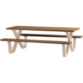 WOOOD Tablo tuin picknicktafel ayous zand x-poot metaal