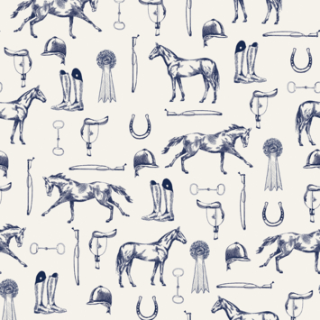Vliesbehang Joules Equestrian paarden print Crème/Blauw 128902 kopen? | Kinderbehang | GAMMA