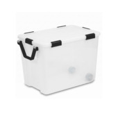 IRIS Airtight Opbergbox - 100L - Kunststof - Transparant/Zwart met wielen
