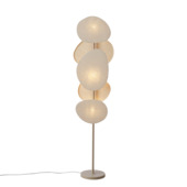 Qazqa 3-lichts vloerlamp Organica E27 LED lichtbron beige linnen met staal