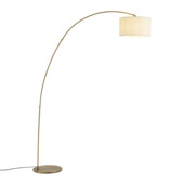 Qazqa booglamp vloer Vinossa E27 LED lichtbron messing metaal met beige stof