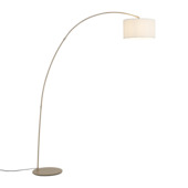 Qazqa booglamp vloer Vinossa E27 LED lichtbron messing metaal met beige teddy stof