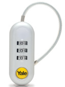 Yale Bagage Hangslot met cijferslot TSA met flexibele kabel wit