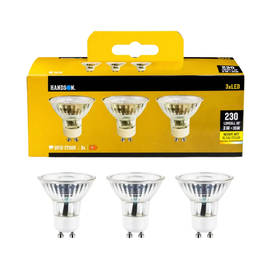 Handson LED spot reflector GU10 4,5W 345 lumen dimbaar 3 st.