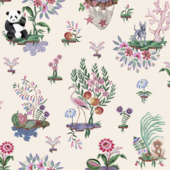 Vliesbehang Cath Kidston Chihuahua Island Créme (dessin 145331)