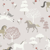 Vliesbehang Sophie Allport Forest Ponies Zachtroze (dessin 146841)