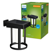 Philips solar wandlamp rond Camill zwart opaal licht met bewegingssensor